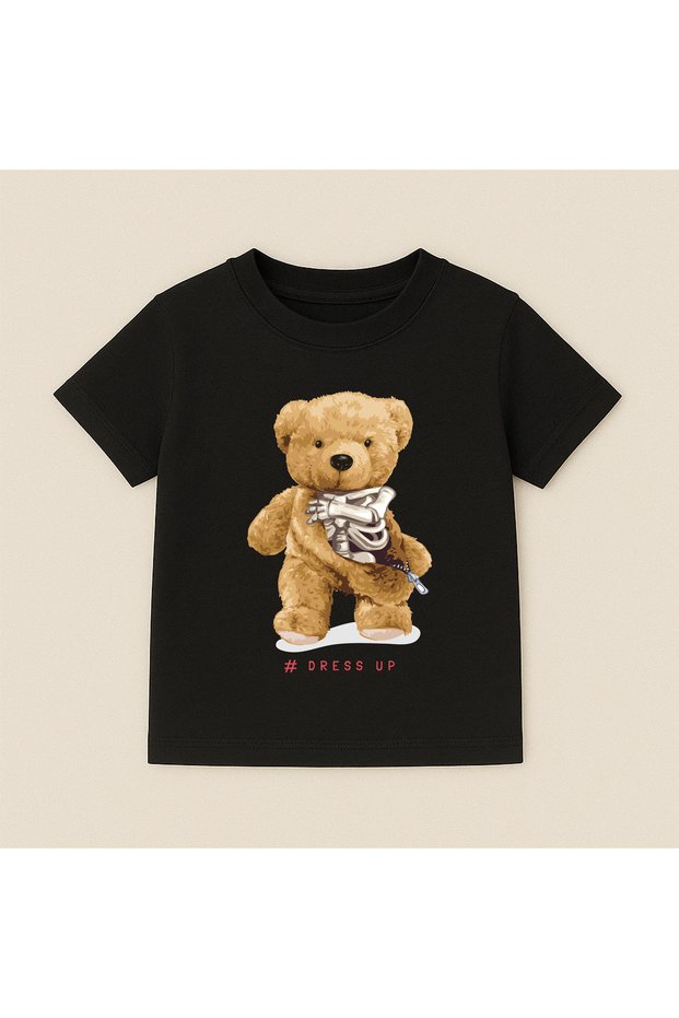 Teddy Bear Printed Crew Neck Cotton Short Sleeve Kids & Youth T-Shirt