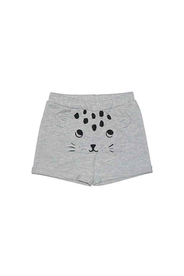 Gray Girls' Kangaroo Pocket Shorts