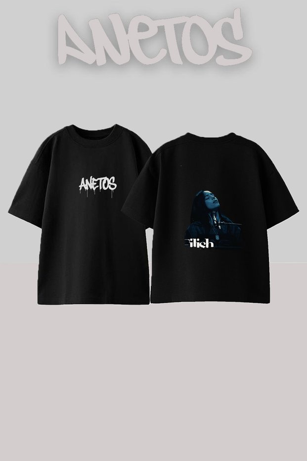 Billie Eilish_28 Design Printed Unisex Oversize Black Tshirt