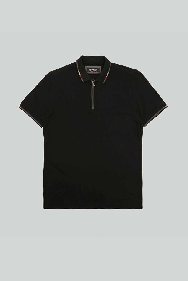 Men's Pique Half Zip Polo Neck T-Shirt