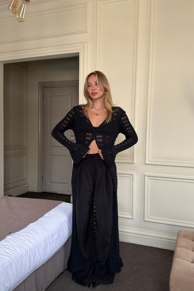 Buttoned Front Long Knit Dress
