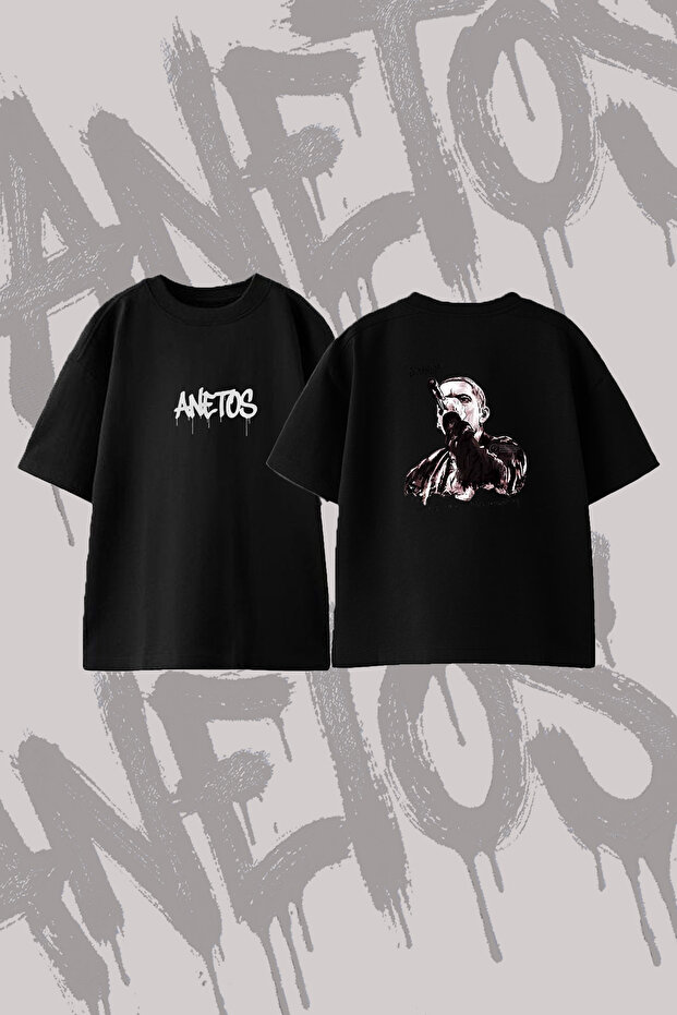 Eminem Rapper_3 Design Printed Oversize Crew Neck T-Shirt Black