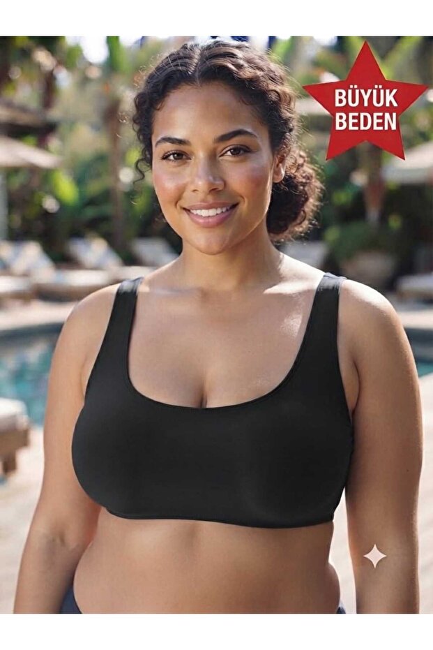 Black Bikini Top Badi Single Top (Inner Part Sewn with Lined Pad Available) Large Size