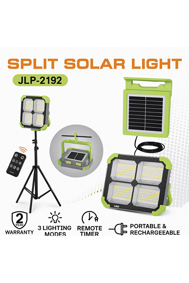 Split Solar LED Work Light with Rechargeable Remote Timer Control
