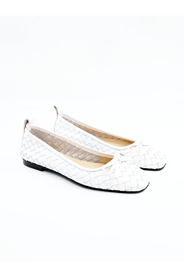 Women's genuine leather flat shoes white