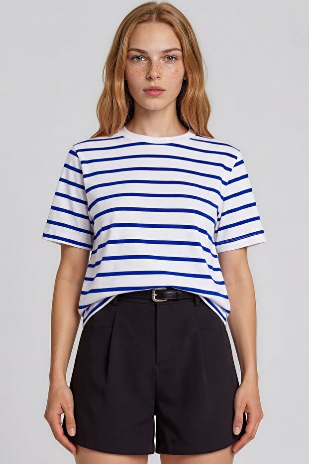Busem Women's Striped Cotton Crew Neck T-Shirt