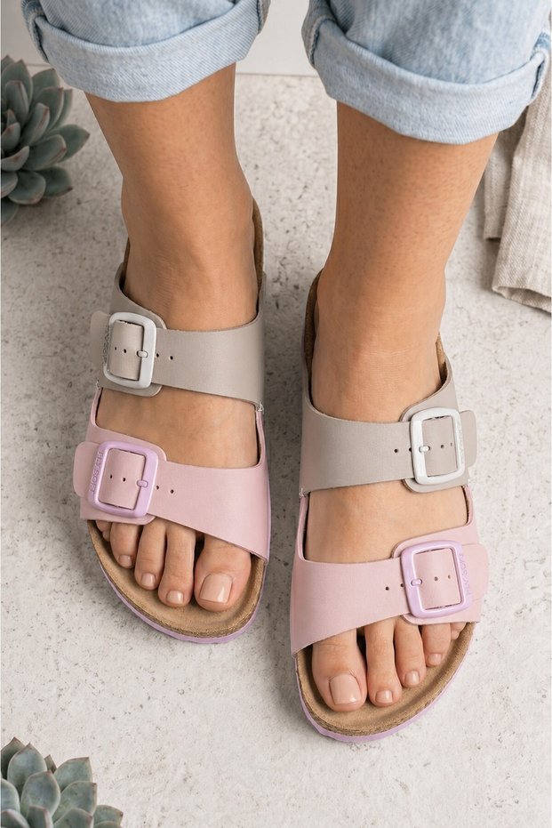 Powder / Cream Double Buckle Orthopedic Balcony Garden Beach Pool Seaside Women's Anti-Slip Slippers