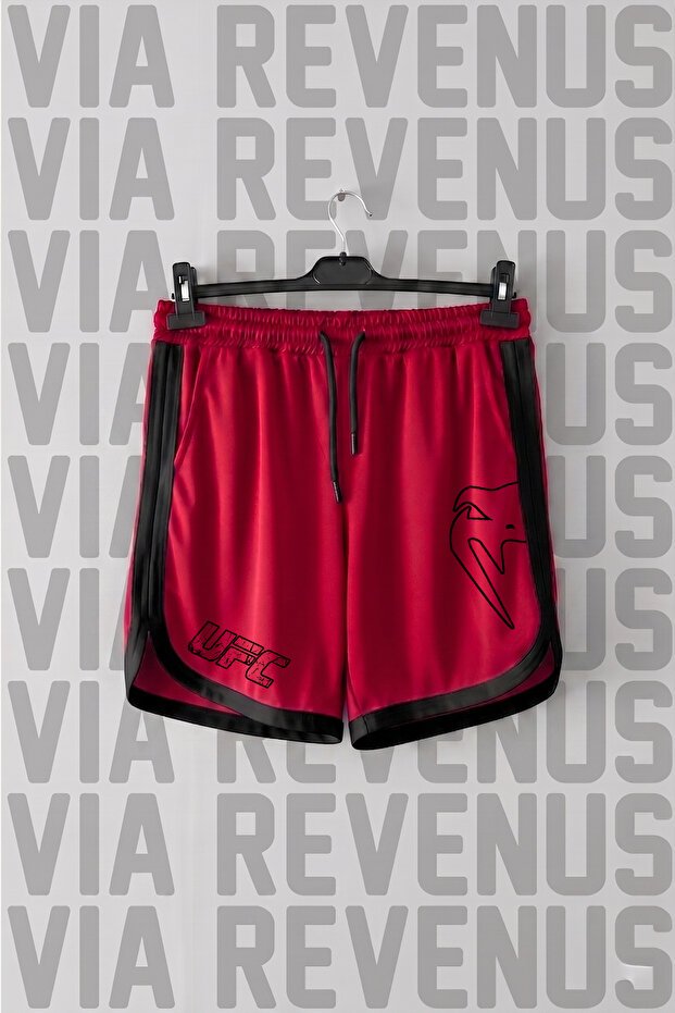 Ufc Printed Special Jersey Training Shorts with Piping Detail