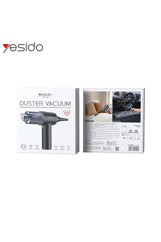 Mini Portable Vacuum Cleaner VC15 3 in 1 Black