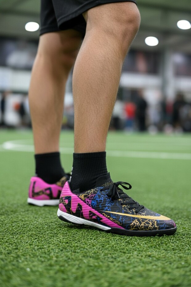Men's Large Size Ankle-High Patterned Flat Sole Orthopedic Turf Football Shoes