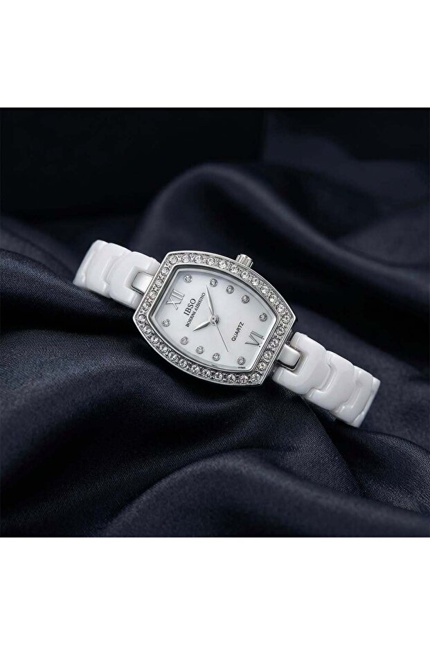IBSO Stylish Stone Dial Ceramic Bracelet Women's Watch