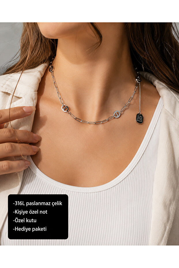 Veliora Geometric Chain Necklace – 316L Stainless Steel Modern Women's Gift