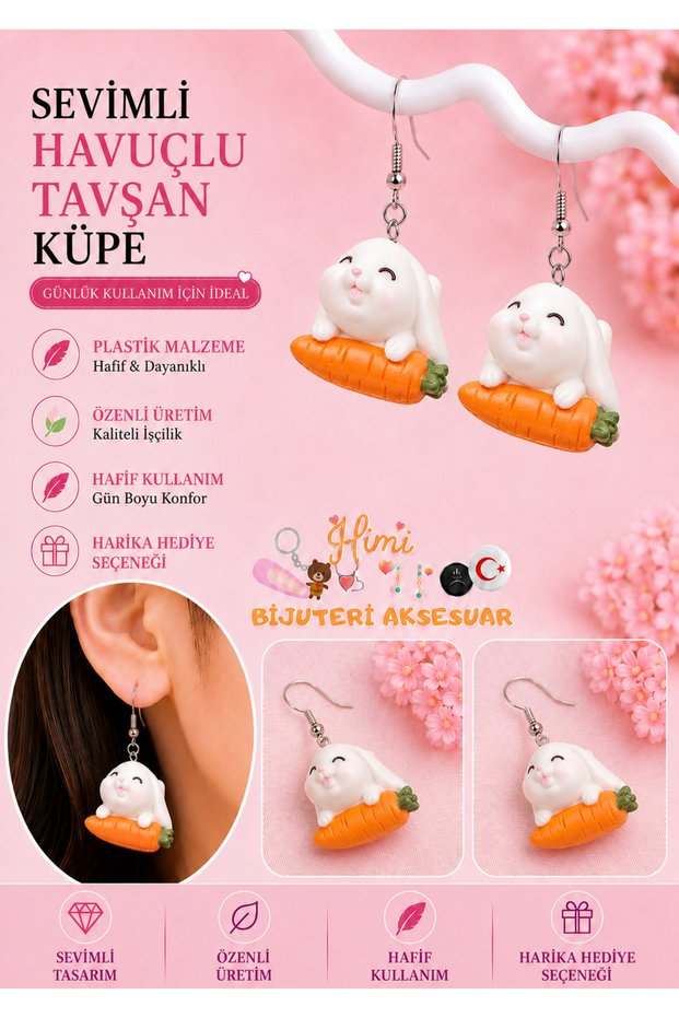 Cheerful Cute Animal Carrot Rabbit Figured Dangle Earrings Lightweight Design Daily Use Bijouterie Children's Earring