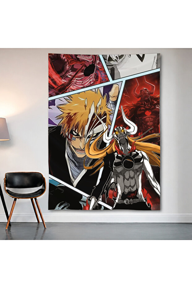 Bleach Ichigo Kurosaki Wall Covering Wall Tapestry First Quality Satin Fabric Poster