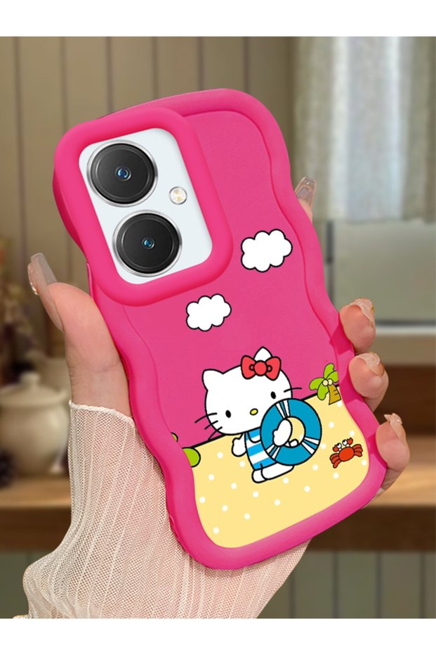 Vivo Y27 Compatible Case Camera Protector Red Silicone Couple Phone Case Kitty Pattern