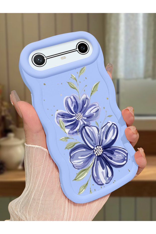 Tecno Pova Slim Compatible Case Camera Protector Blue Silicone Couple Phone Case Floral Pattern