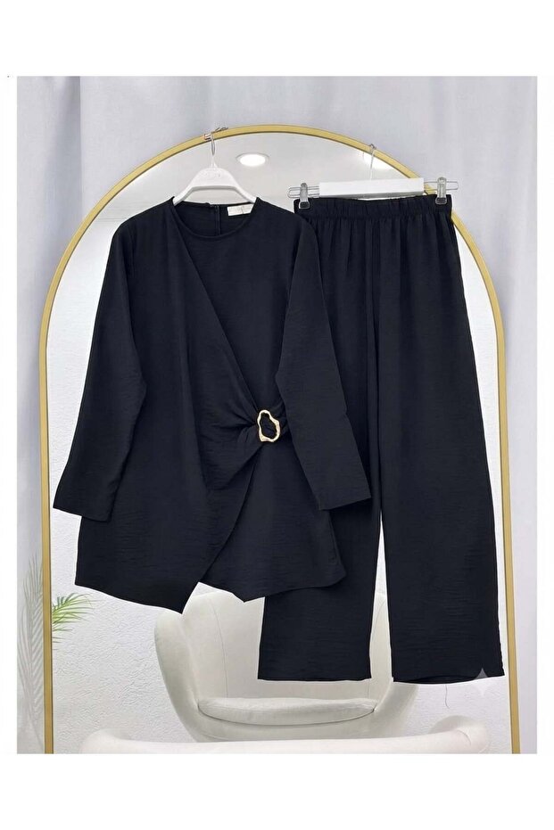 Hira Side Buckle Detailed Trouser Suit Black