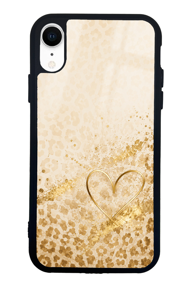iPhone Xr Golden Heart Glow Design Glossy Phone Case