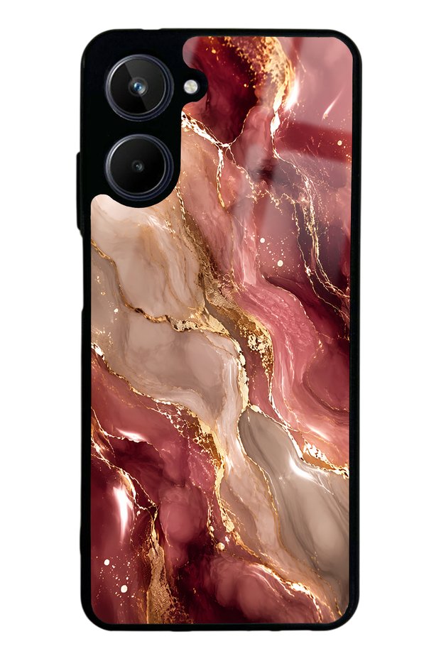 Realme 10 Burgundy Gold Marble Design Glossy Phone Case