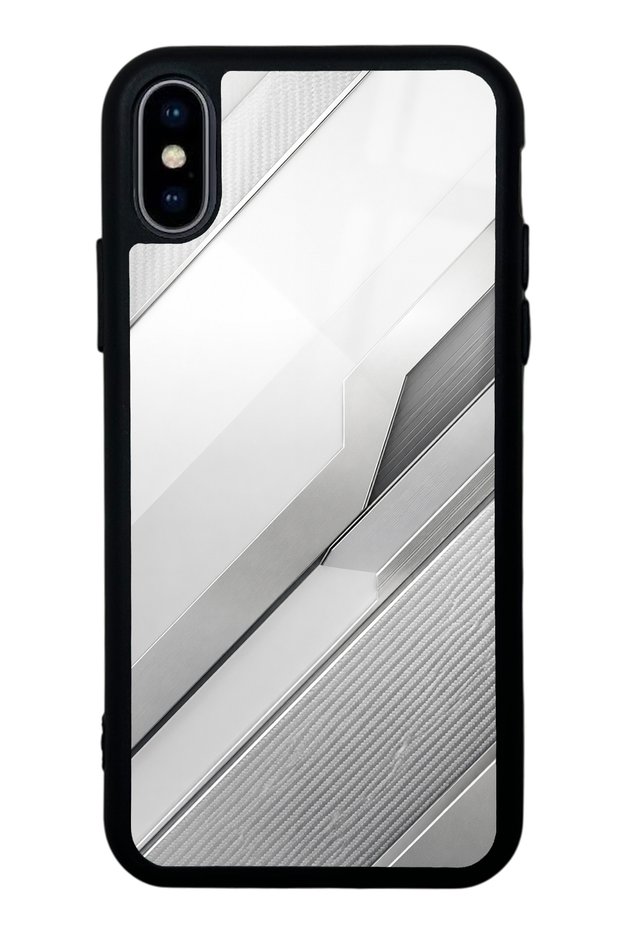 iPhone XS Max Silver Titanium Edge Design Glossy Phone Case