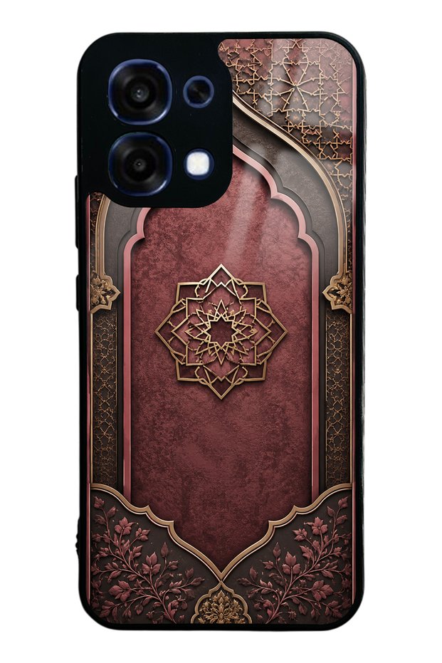 Oppo A6 Pro Burgundy Glossy Phone Case with Ottoman Emblem Design
