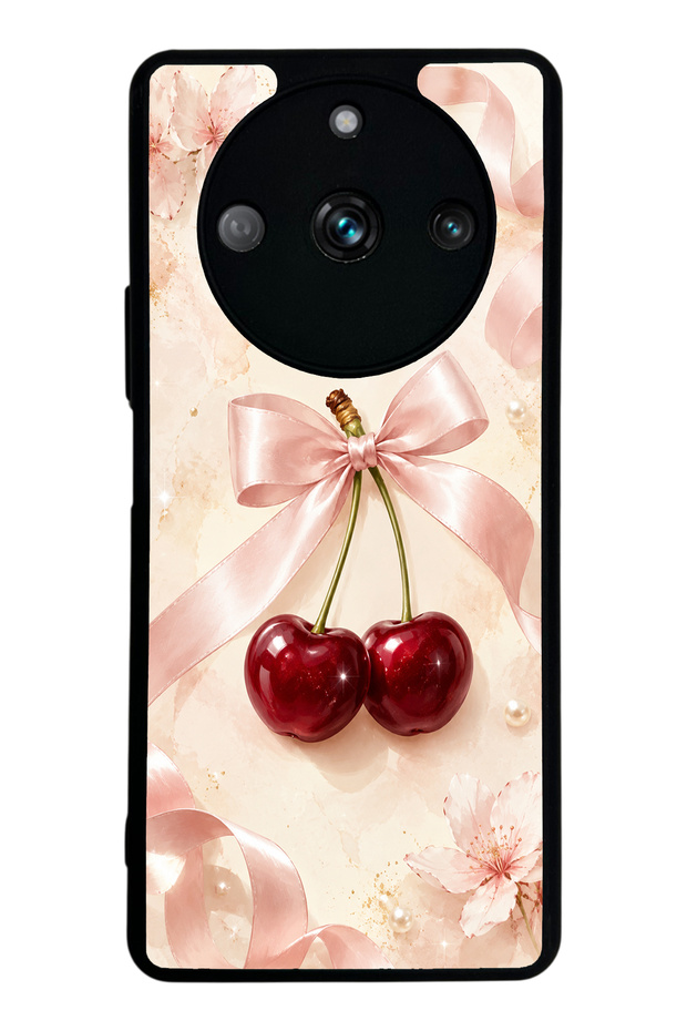 Realme 11 Pro Glossy Phone Case with Cherry Pearl Ribbon Design