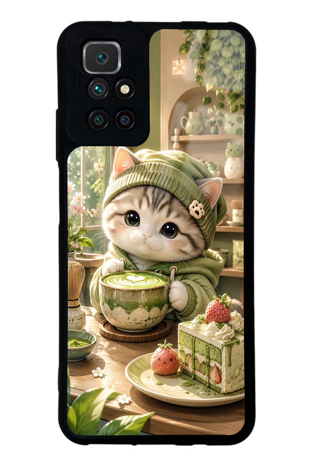 Xiaomi Redmi 10 Matcha Kitty Coffee Design Glossy Phone Case