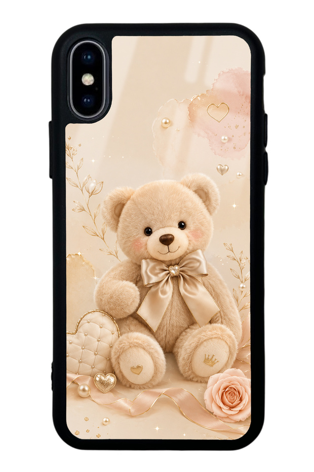 iPhone XS Max Pearl Teddy Design Glossy Phone Case