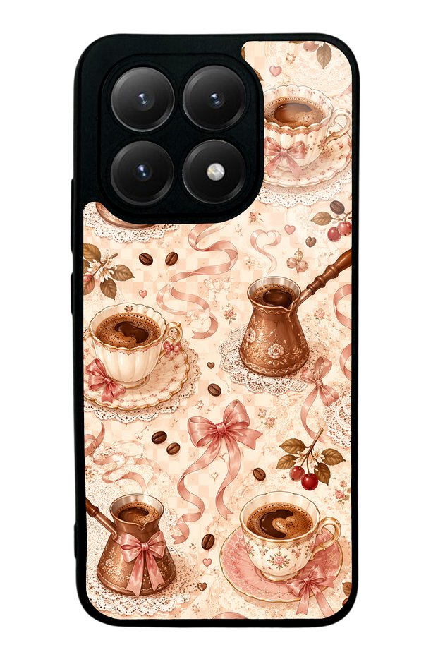 Xiaomi Mi 15t Glossy Phone Case with Blush Coffee Bow Design