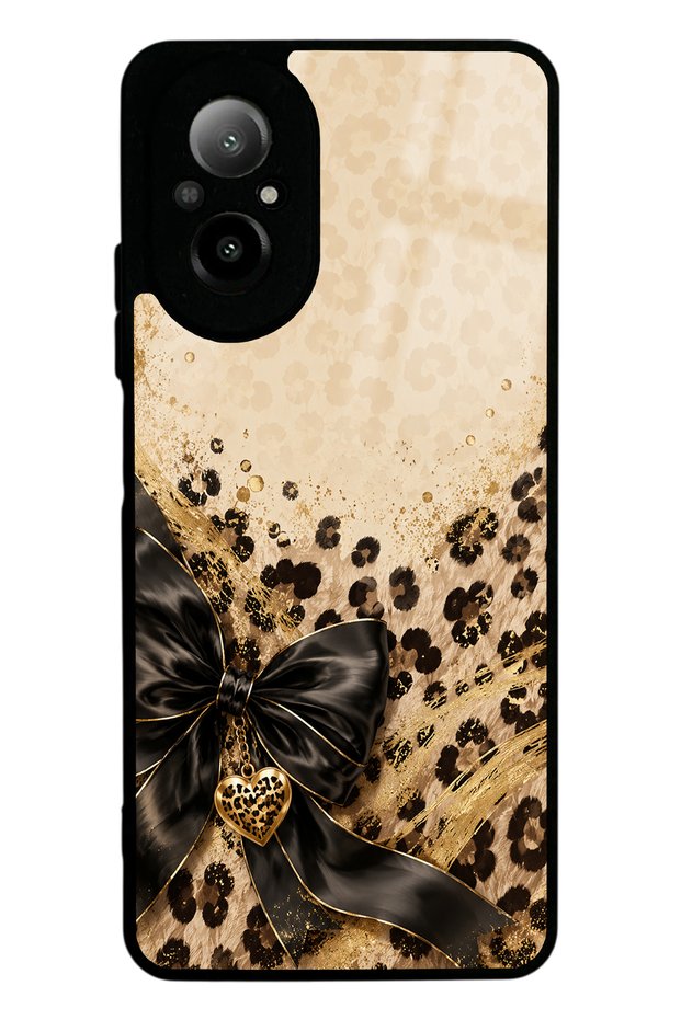 Realme 12 Lite Golden Leopard Heart Design Glossy Phone Case