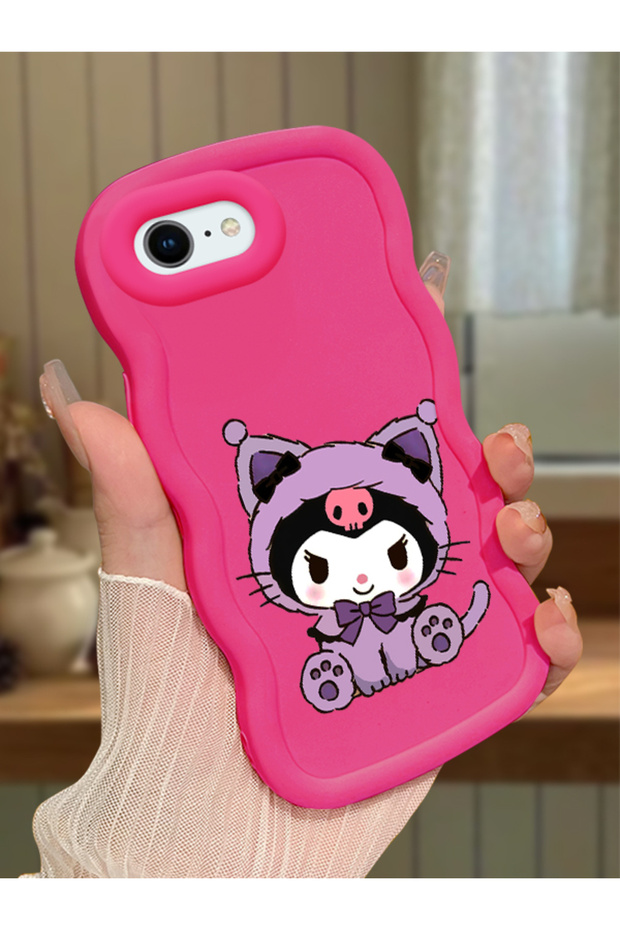 iPhone 6 Plus Compatible Case with Camera Protection Red Silicone Couple Phone Case Kuromi Pattern