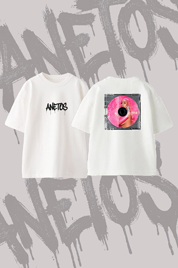 Doja Cat Hot Pink Design Back Printed Cotton White Oversize T-Shirt