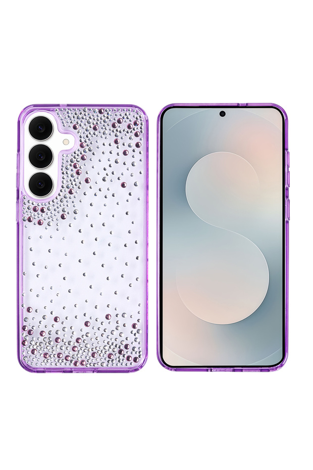 Galaxy S25 Fe Case Camera Raised Glittery Drop Stone Silicone Tkng