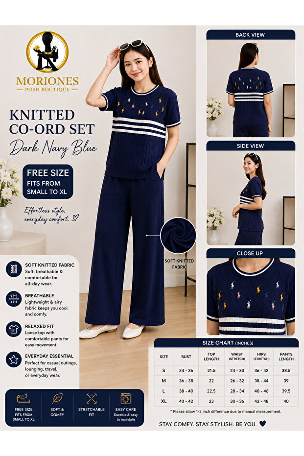 MORIONES PREMIUM KNITTED COORD SET BLOUSE AND PANTS