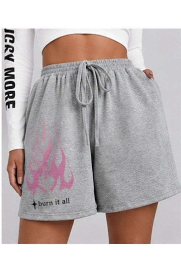 Unisex Oversize Relaxed Fit High Waist Special Design Printed Summer Shorts