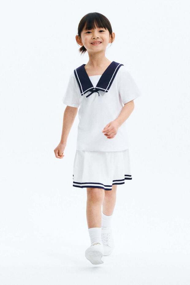 Pleated cotton twill skirt