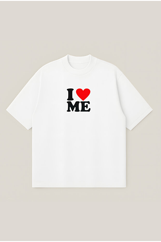 I Love Me Printed Oversize Boxy Cut Unisex 100% Cotton Tshirt | Streetwear