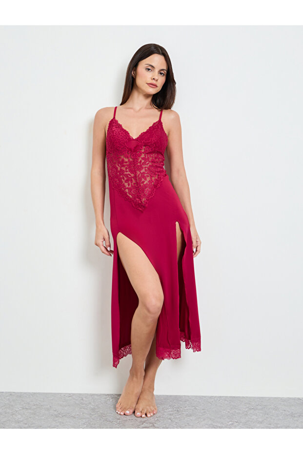 Burgundy Lace Insert Slip