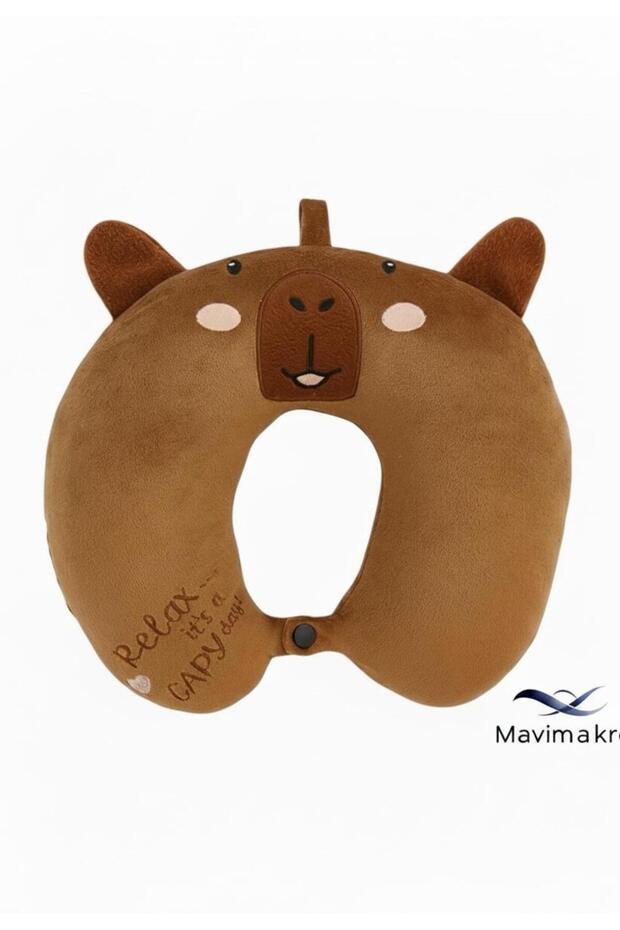 Mavi̇makro Travel Neck Pillow with Animal Figures and Embroidery