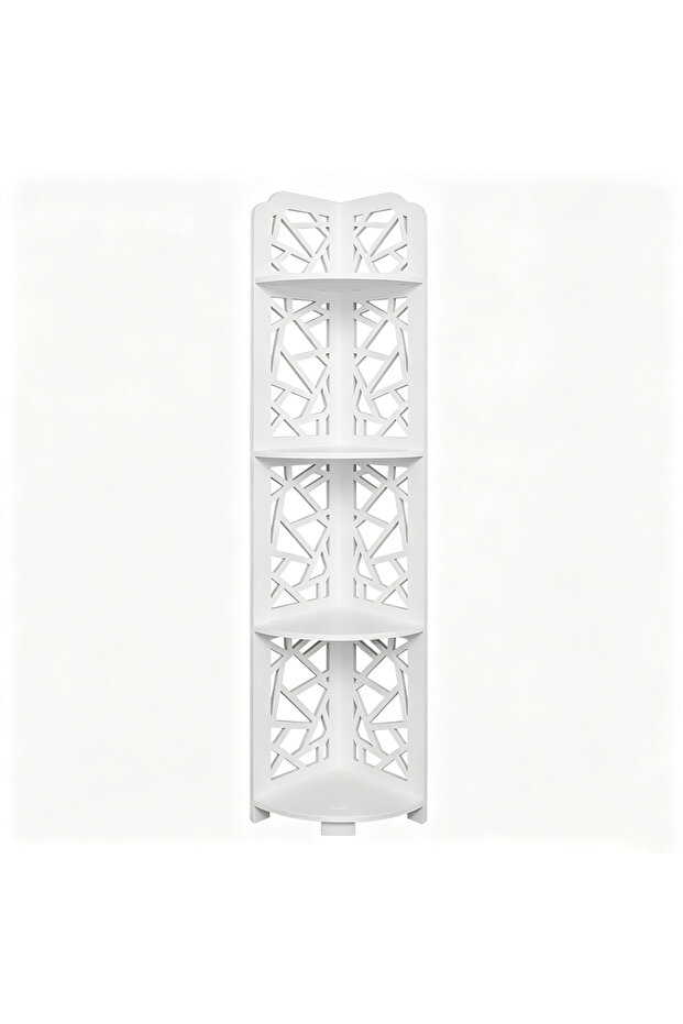FFD 4-Tier Waterproof PVC Corner Shelf - White Freestanding Storage Rack for Bathroom, Living Room & Balcony (18x100x18 cm)
