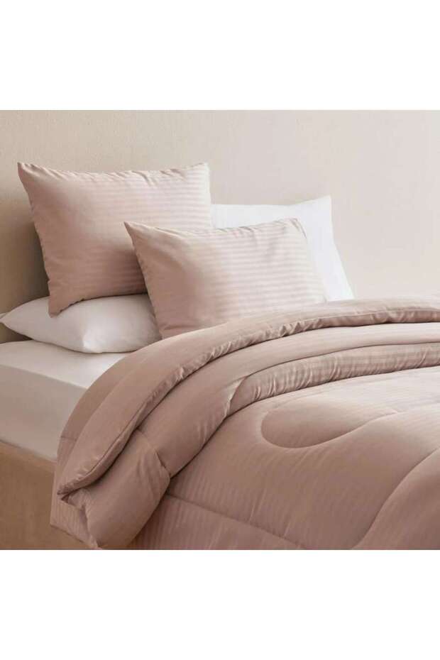 Satin Stripe 3-piece Full Comforter Set 160x220cm - Sand