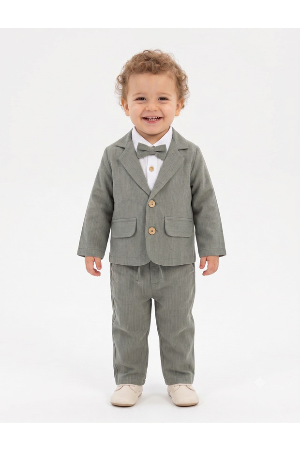 Baby Boy Bodysuit with Bow Tie 4-Piece Suit