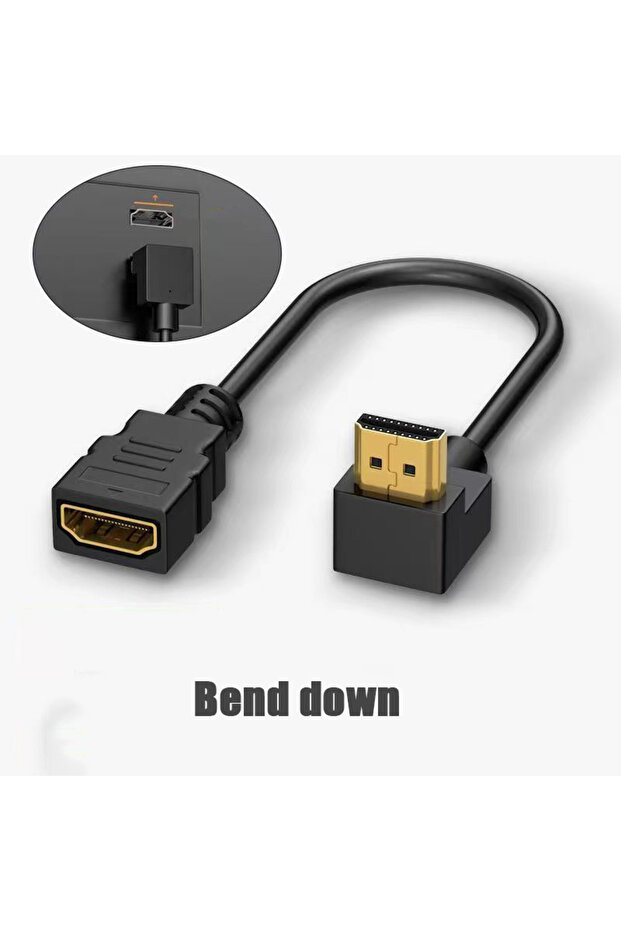 0.5M M F down bend HDMI Extension Cable HDMI-compatible Extender Cable Elbow Angle Male Female 60Hz