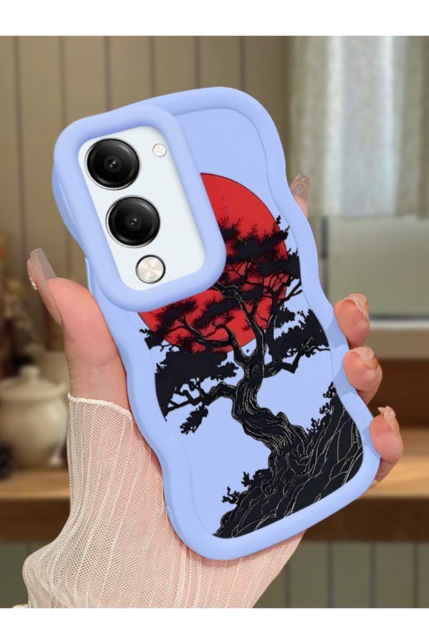 Vivo Y19 Compatible Case Camera Protector Blue Silicone Couple Phone Case Tree Pattern