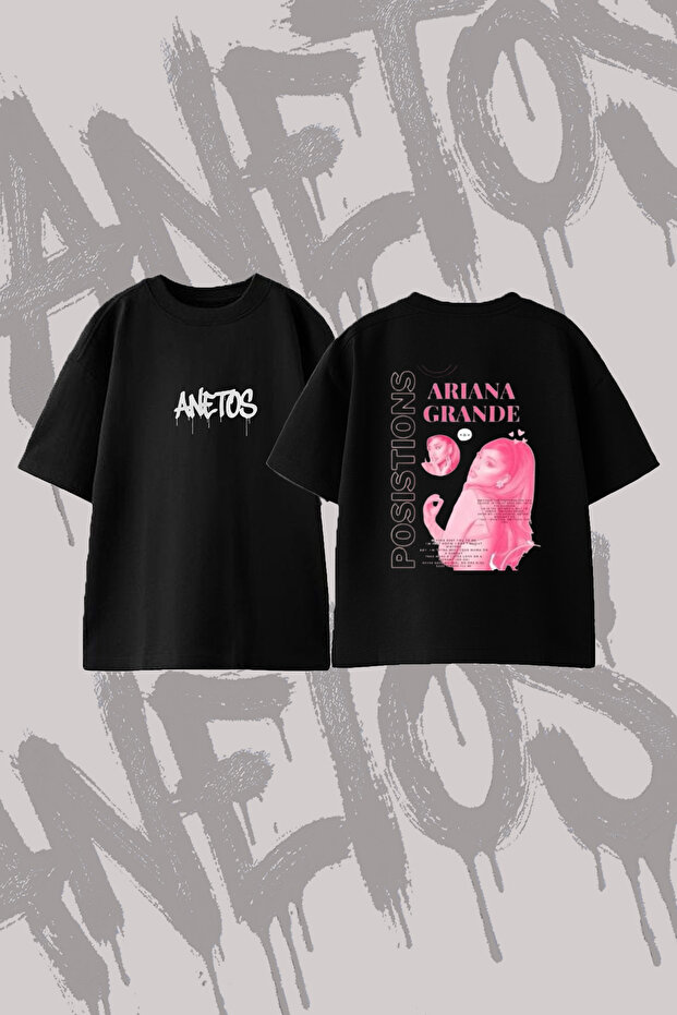 Ariana Grande_102 Design Back Printed Cotton Black Oversize T-Shirt