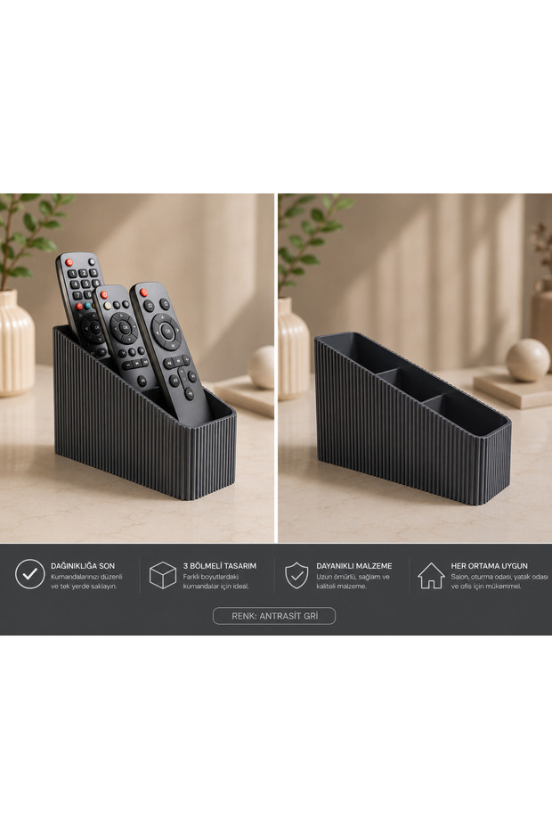 3-Compartment Remote Control Organizer Stand | Desktop Controller Organizer | Tv Remote Control | Home and Office Organizer