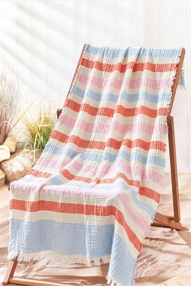 2 Layer Muslin Peshtemal, Beach Towel, Pareo - 100 X 170 cm - Summer Edition