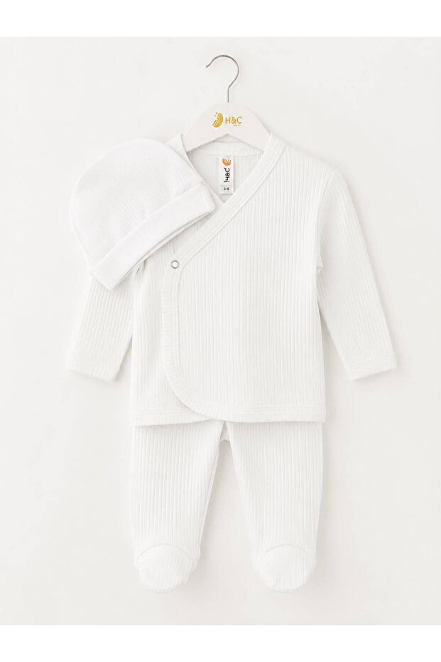 100% Cotton 3-Piece Newborn Hospital Discharge Set: Bodysuit, Booties, and Bottom Beanie Set