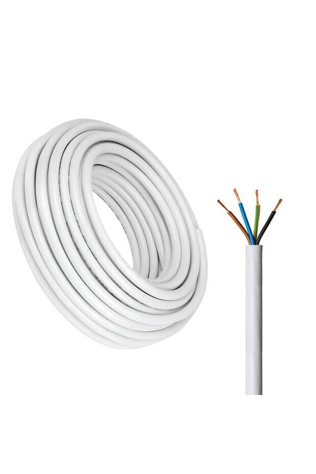 4-Core Electrical Cable-White PVC Insulated Power Wire with Flexible Copper Conductors (4MM, 1 Meter)