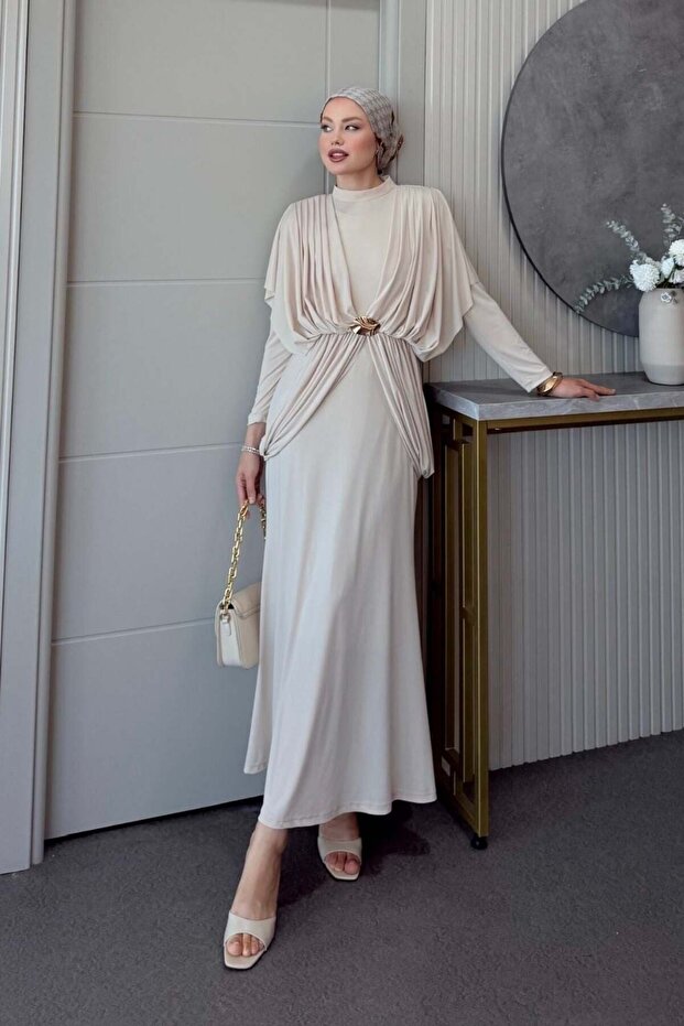Sandy Lotus Dress Beige